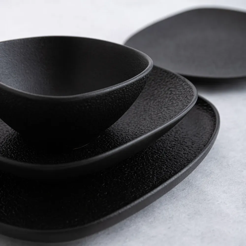 Farfurie Adâncă Bidasoa Fosil Negru Ceramică Pătrat 21,9 x 21,7 x 4,8 cm (6 Unități)