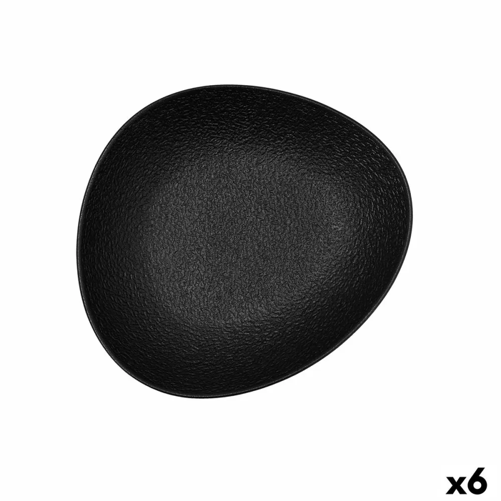 Farfurie Adâncă Bidasoa Fosil Negru Ceramică Oval 22 x 19,6 x 4,5 cm (6 Unități)