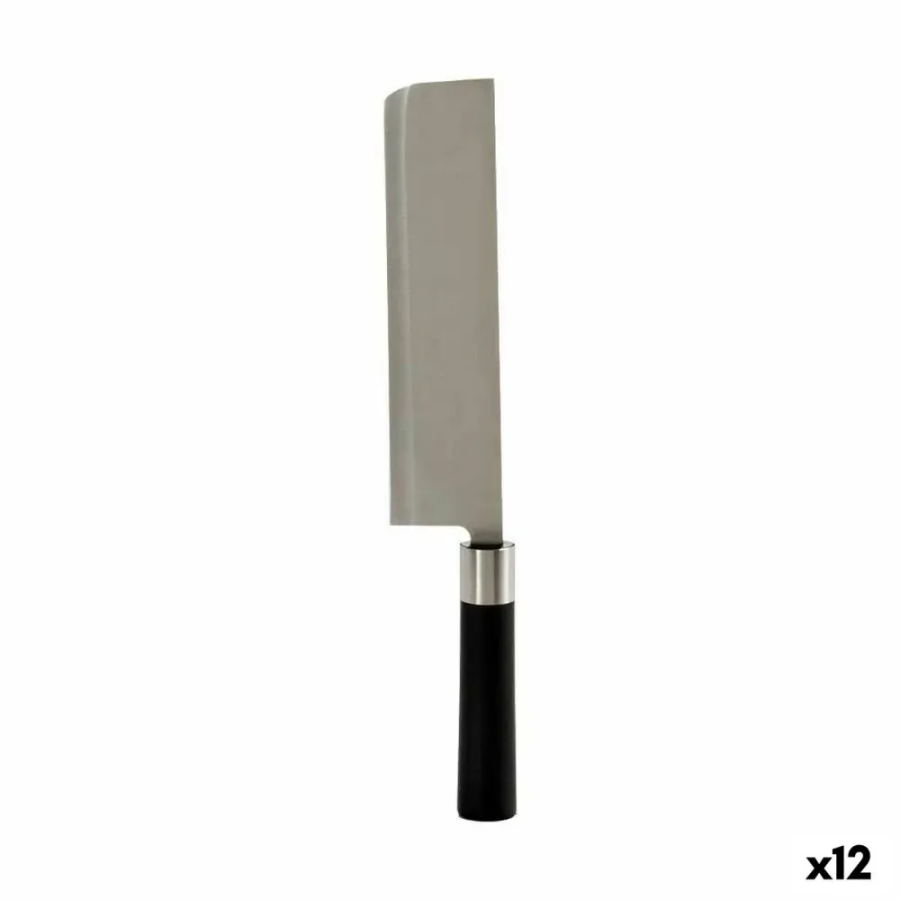 Macetă de bucătărie 5,6 x 2,5 x 33 cm Argintiu Negru Oțel inoxidabil Plastic (12 Unități)