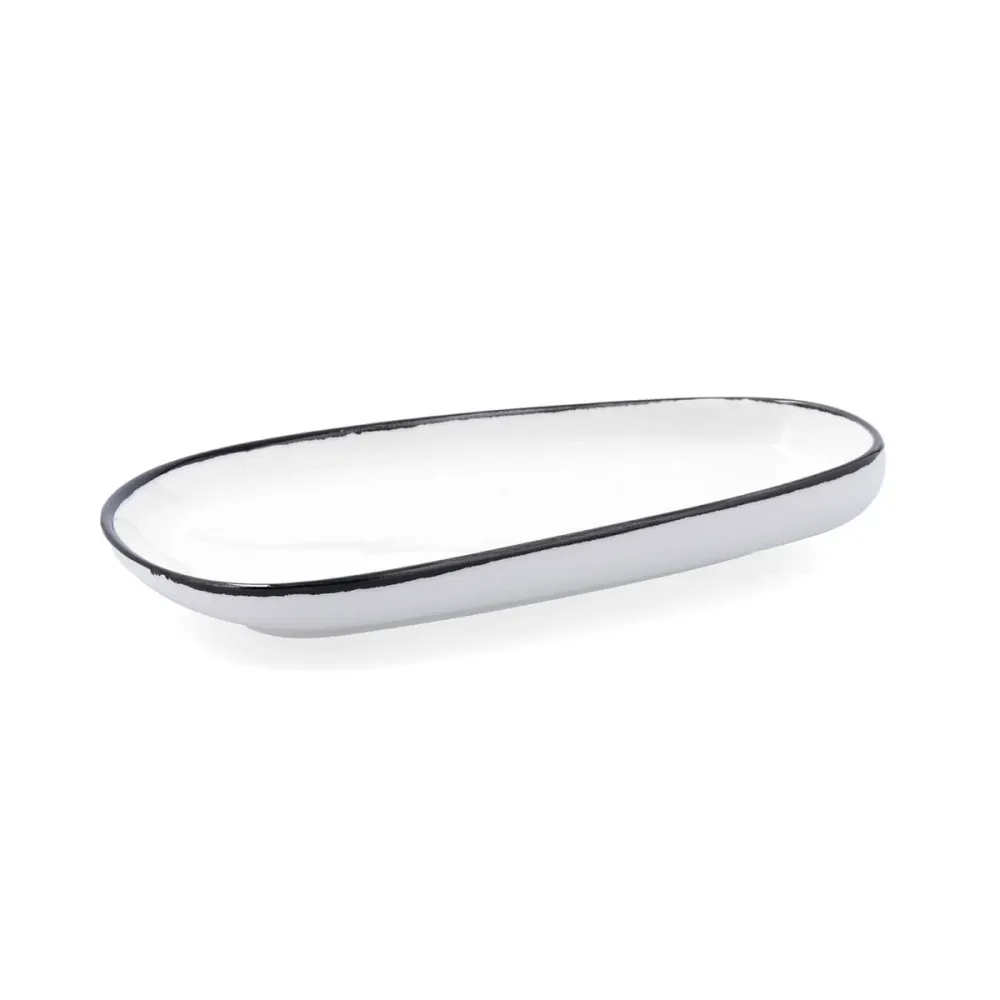 Platou Plat Ariane Vital Filo Alb Negru Ceramică Dreptunghiular 27 cm (8 Unități)