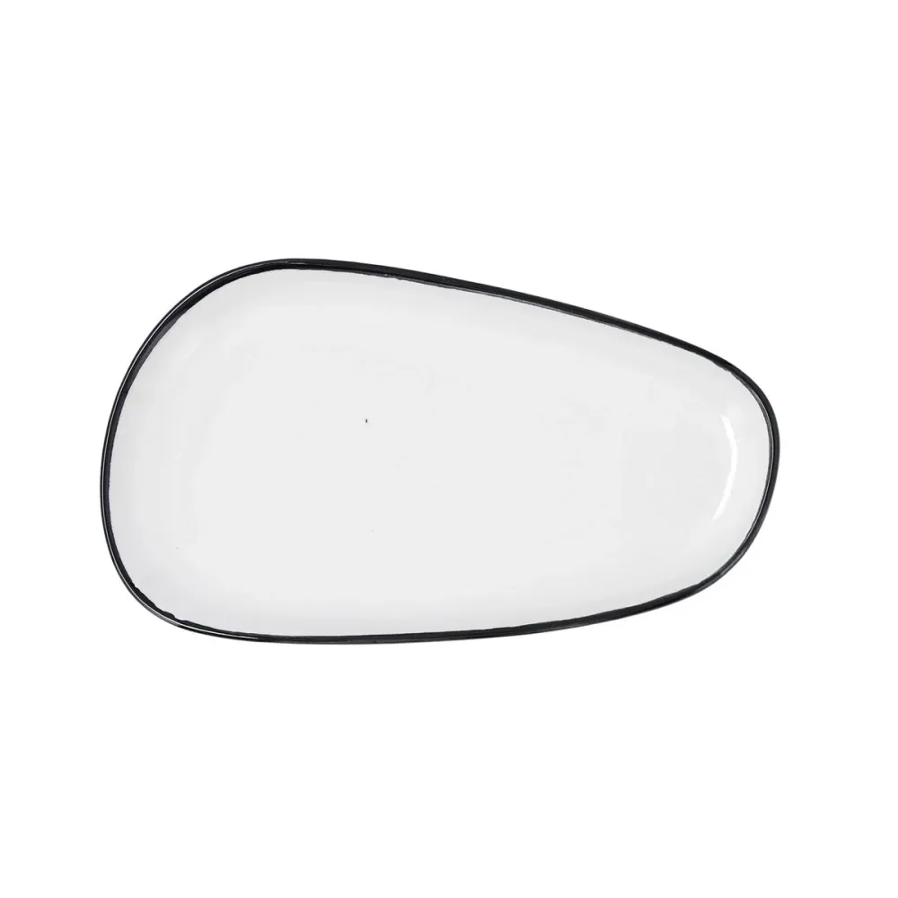 Platou Plat Ariane Vital Filo Alb Negru Ceramică Dreptunghiular 27 cm (8 Unități)