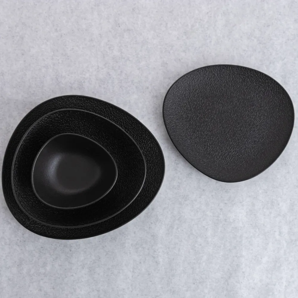 Platou Plat Bidasoa Fosil Negru Ceramică Oval 28 x 24,8 x 2,5 cm (6 Unități)