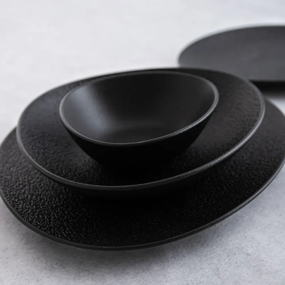 Platou Plat Bidasoa Fosil Negru Ceramică Oval 28 x 24,8 x 2,5 cm (6 Unități)