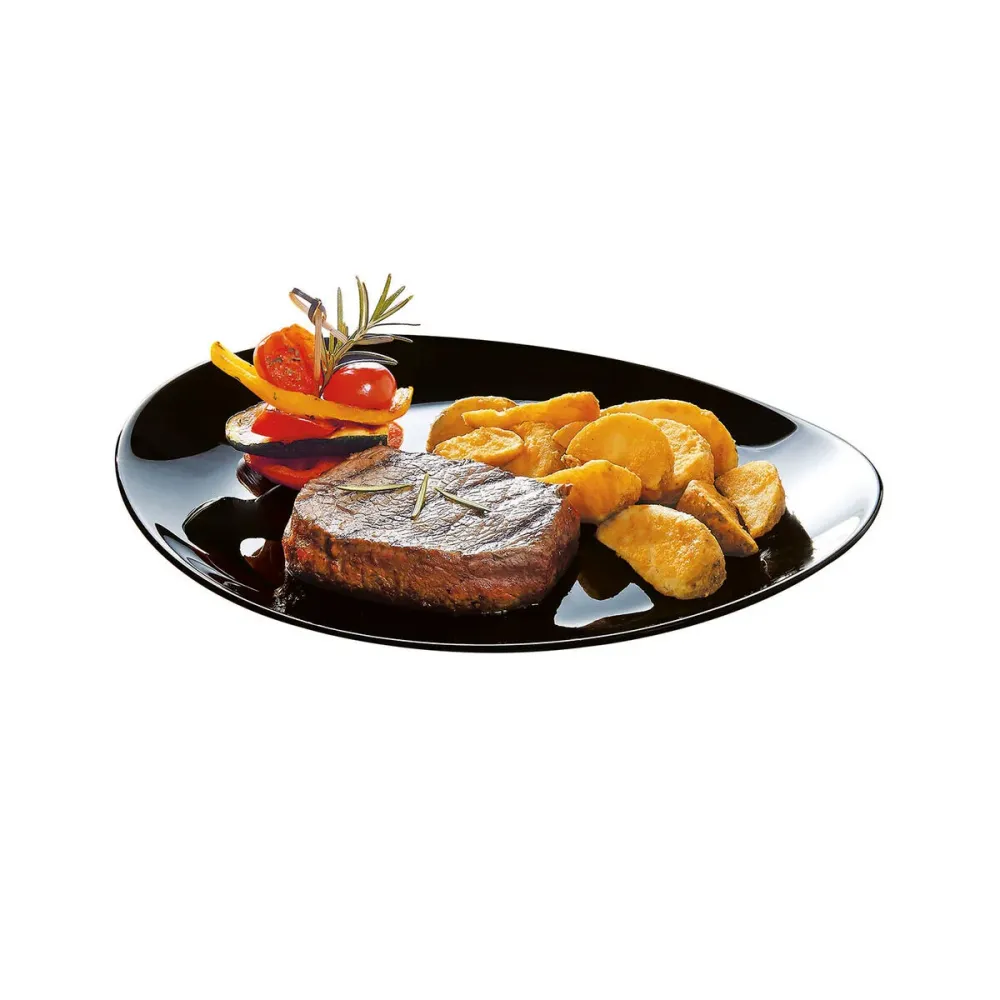 Platou Plat Luminarc Friends Time Negru Sticlă 30 x 26 cm Carne (12 Unități)