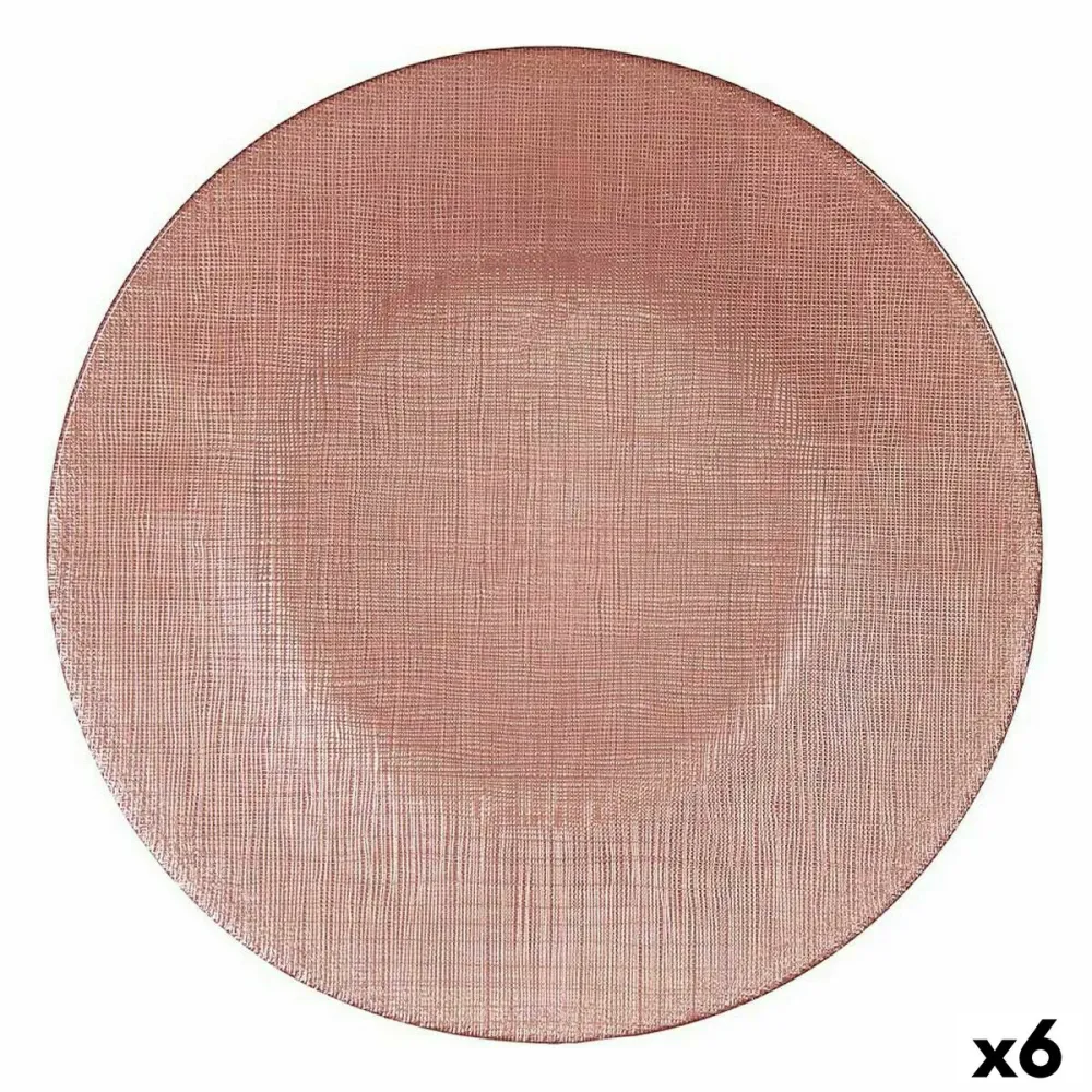 Platou Plat Roz Sticlă 26,6 x 2 x 26,6 cm (6 Unități)