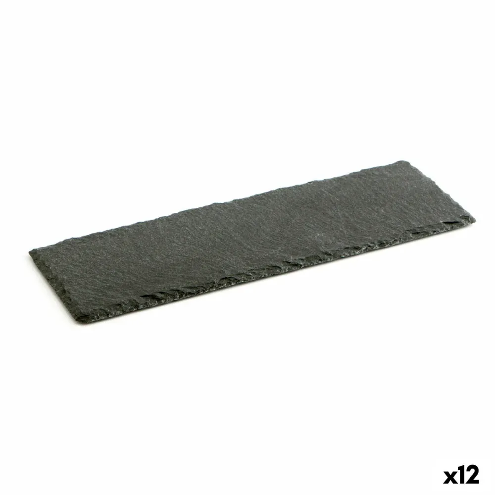 Tavă din Ceramică Efect Ardezie Quid Gastro Fun Negru (30 x 10 cm) (12 Unități)
