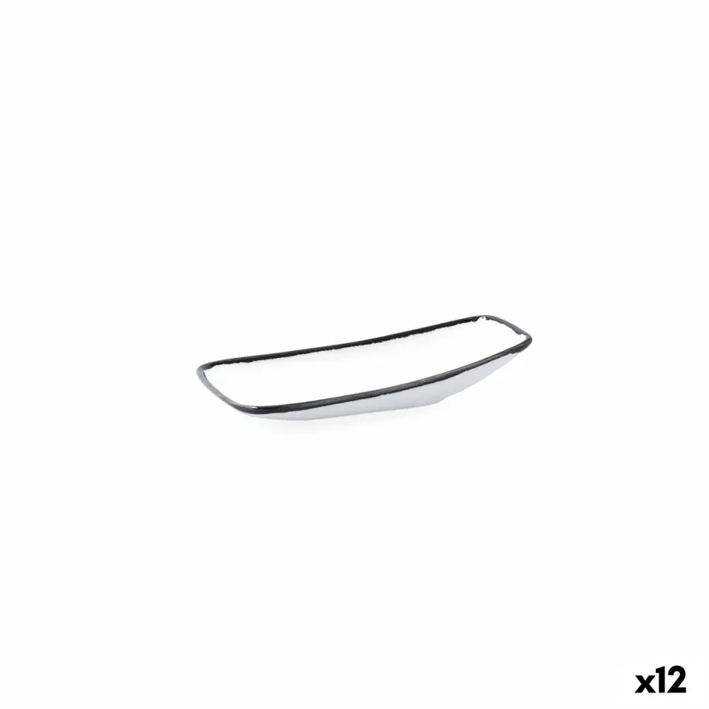 Tavă pentru gustari Ariane Vital Filo Alb Negru Ceramică Oxid de aluminiu 15 x 8,5 x 8,5 cm (12 Unități)