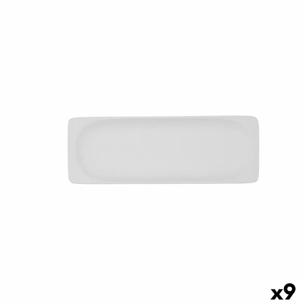 Tavă pentru gustari Bidasoa Fosil Alb Ceramică Oxid de aluminiu 25,6 x 9,1 x 2,3 cm (9 Unități)