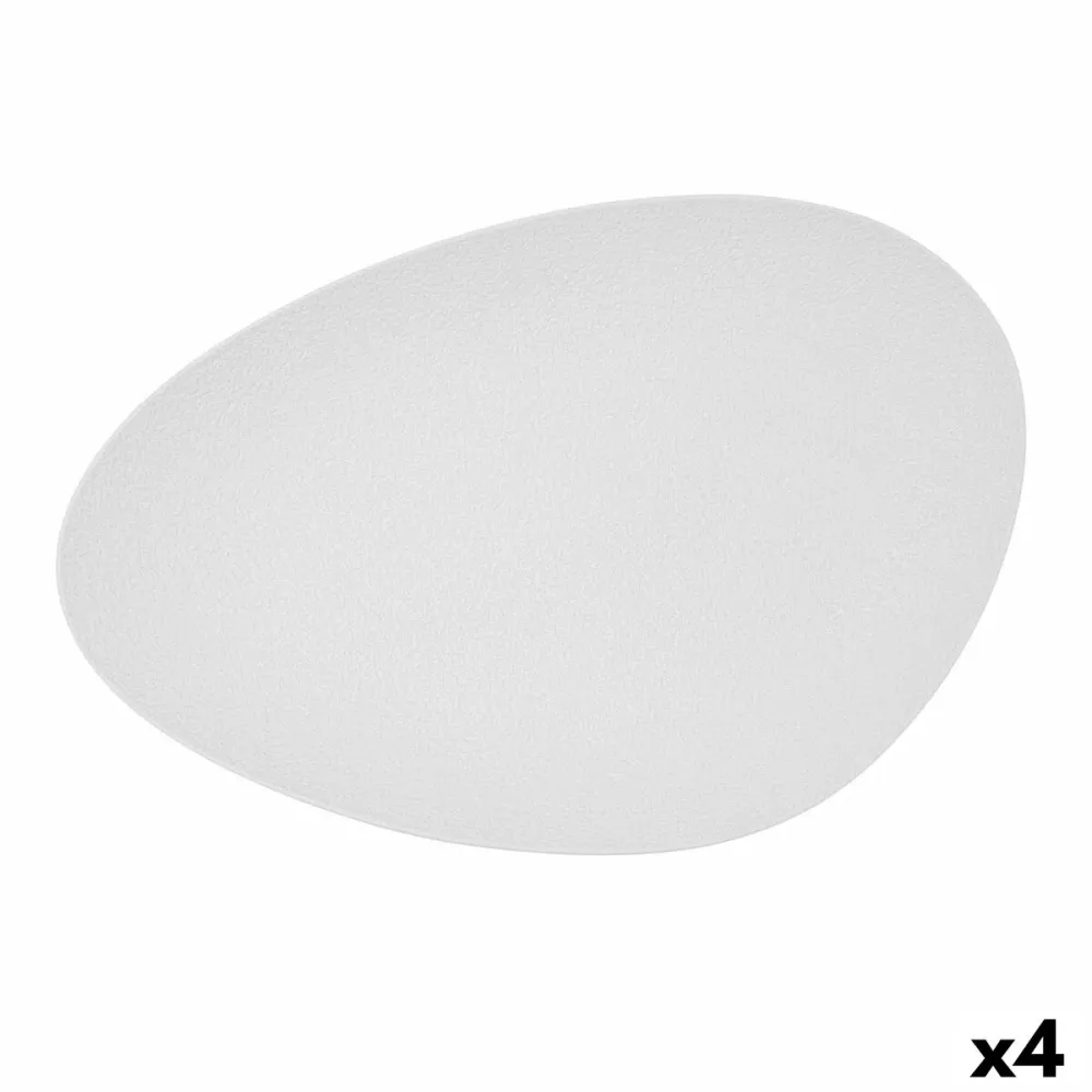 Tavă pentru gustari Bidasoa Fosil Alb Ceramică Oxid de aluminiu Oval 39,1 x 26,3 x 3,4 cm (4 Unități)