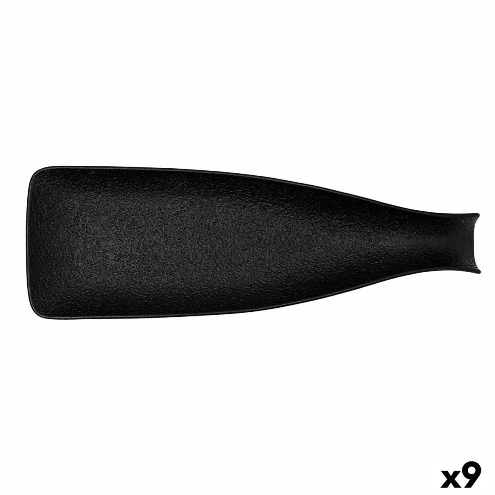 Tavă pentru gustari Bidasoa Fosil Negru Ceramică Oxid de aluminiu Sticlă (de pus lichide) 38,5 x 12,7 x 4,8 cm (9 Unități)