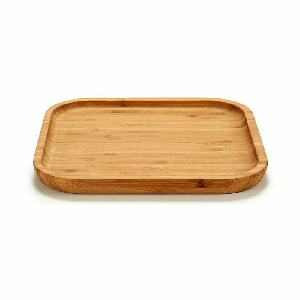 Tavă pentru gustari Pătrat Maro Bambus 20 x 1,5 x 20 cm (12 Unități)