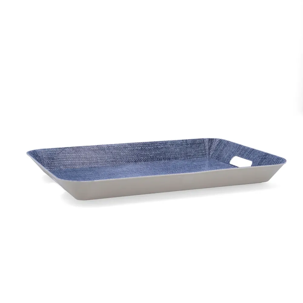 Tavă pentru micul dejun Quid Habitat Albastru Plastic 37 x 27 x 4,5 cm Cu mânere Denim