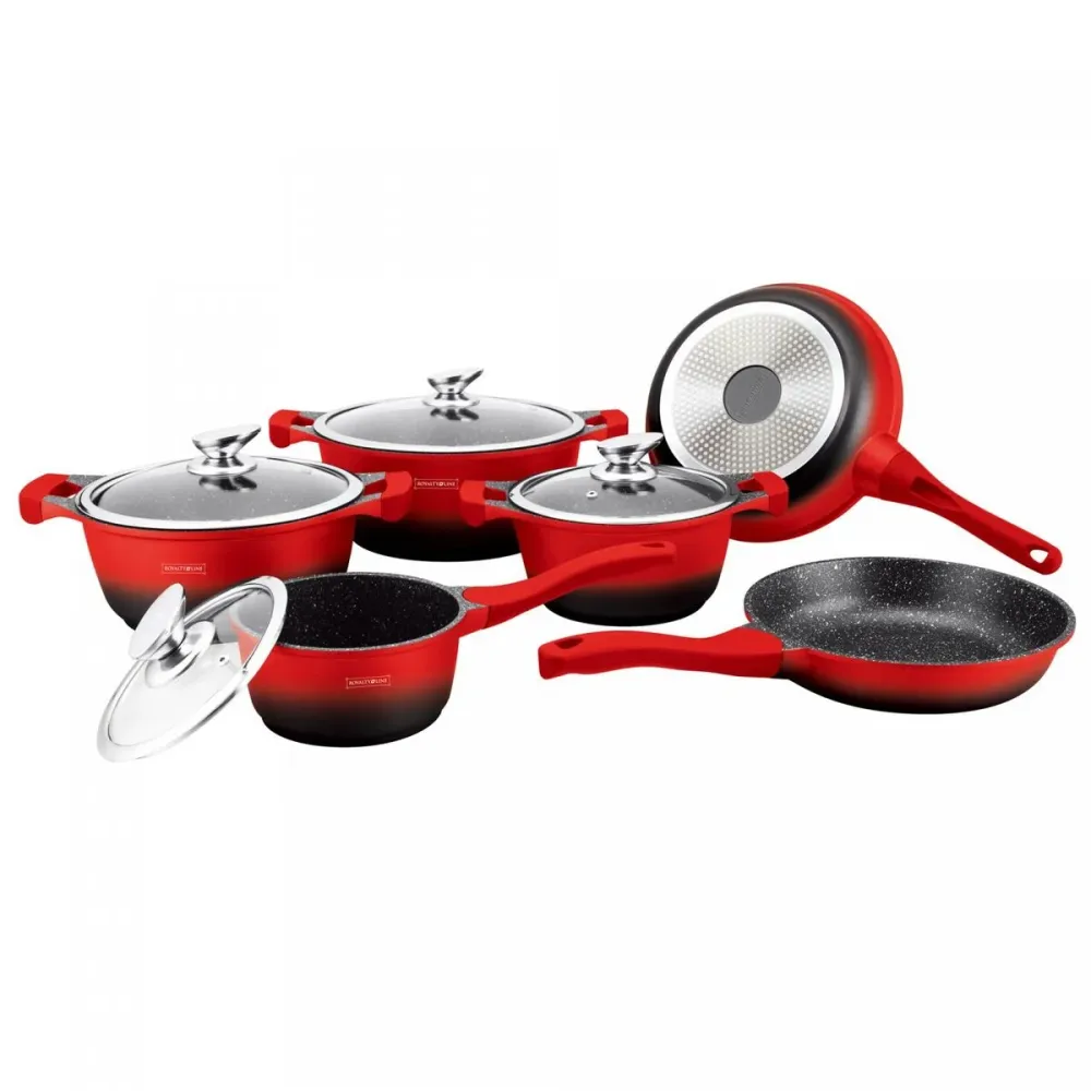 Vase de Gătit Royalty Line BS1010M Negru Roșu 10 Piese