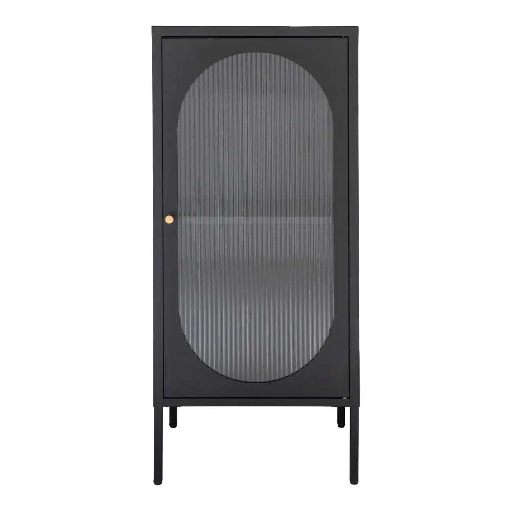 Adelaide Vitrina cu 1 usa din sticla texturata, otel, negru 50x35x110 cm