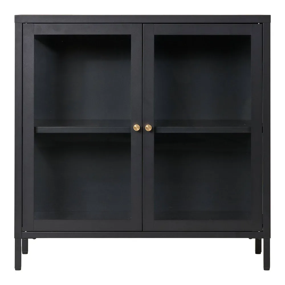 Dalby Vitrina cu 2 usi de sticla, otel, negru 80x35x80 cm