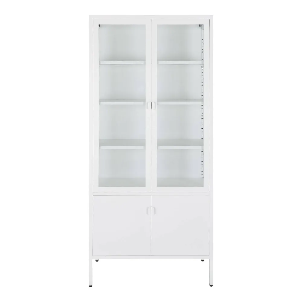 Vitrina Brisbane cu 4 usi, din otel alb 80x35x180 cm