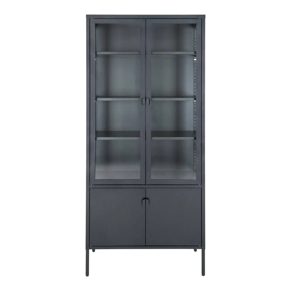 Vitrina Brisbane cu 4 usi, din otel negru 80x35x180 cm