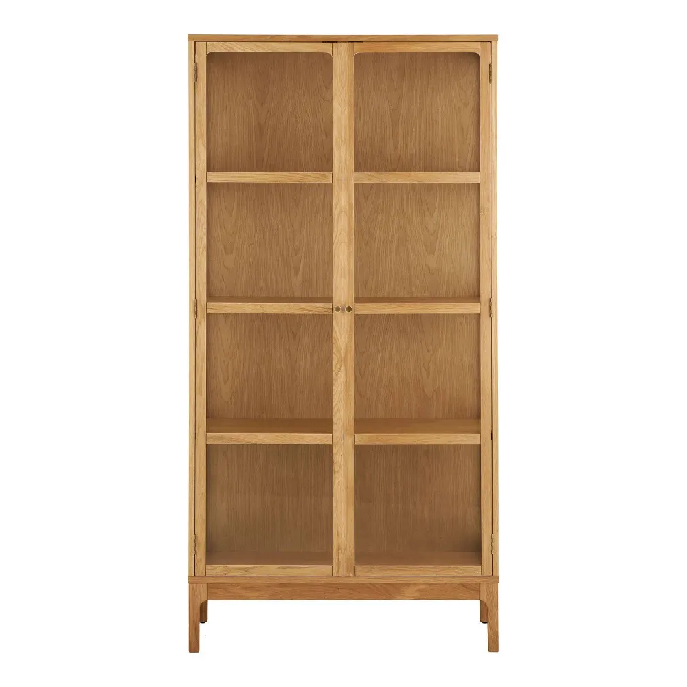Zamora Vitrina cu 2 usi de sticla, 3 rafturi, stejar/furnir de stejar/sticla calita, natur 40x90x180 cm