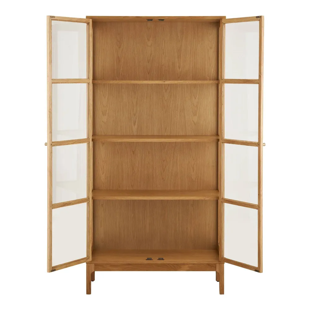 Zamora Vitrina cu 2 usi de sticla, 3 rafturi, stejar/furnir de stejar/sticla calita, natur 40x90x180 cm