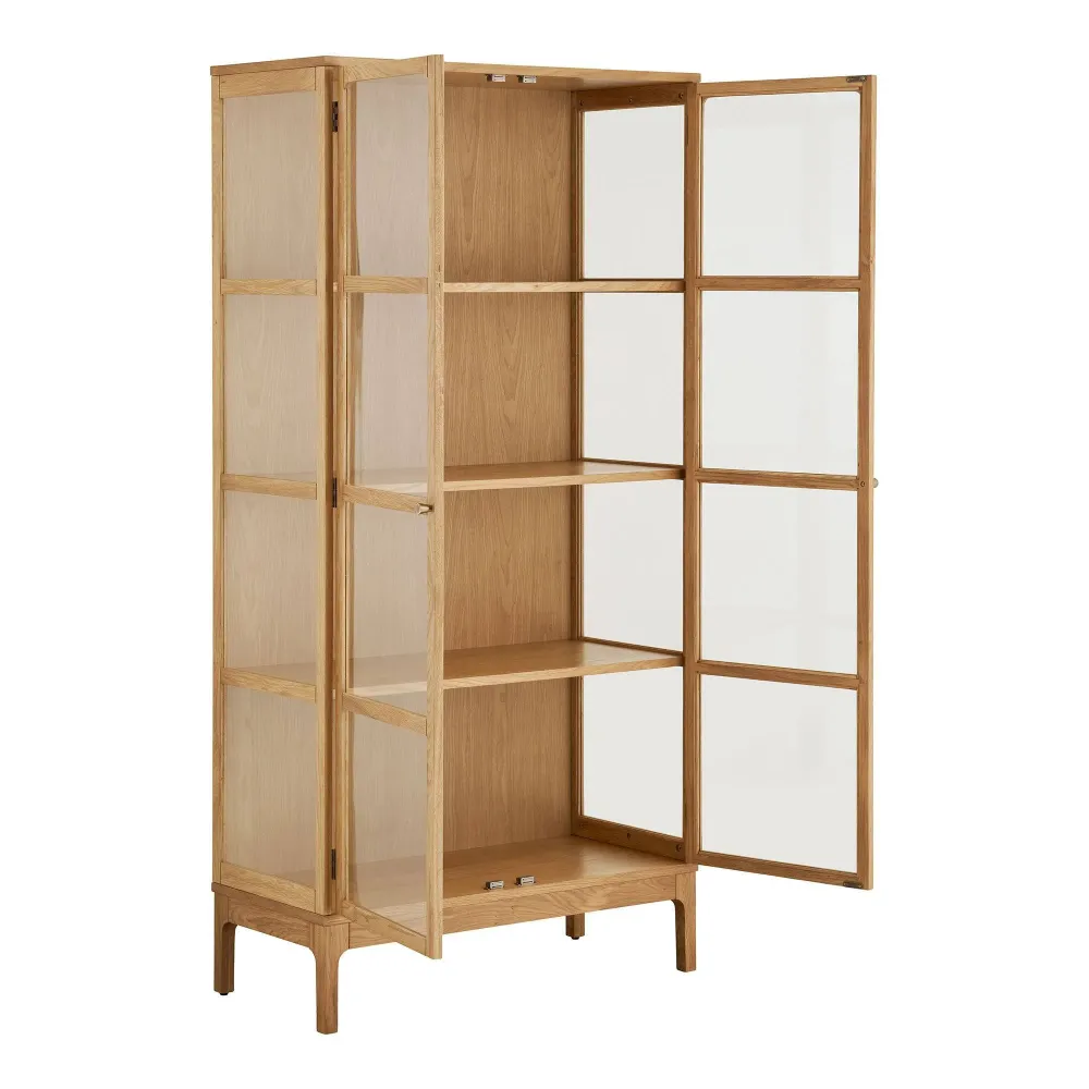 Zamora Vitrina cu 2 usi de sticla, 3 rafturi, stejar/furnir de stejar/sticla calita, natur 40x90x180 cm