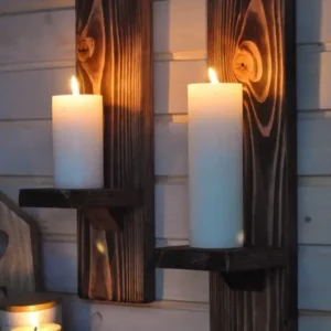 Set suport pentru lumanari din 2 rustic